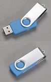 Premium Metal/Blue Swivel USB 16 GB