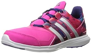 adidas Performance Girls' Hyperfast 2.0 K Running Shoe, Shock Pink/Metallic Silver/Collegiate Purple, 5 M US Big Kid