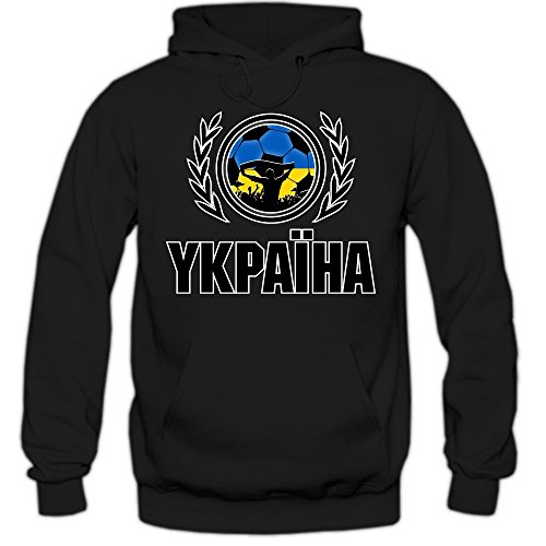 Ukraine EM 2016 #2 Hoody | Fußball | Herren | Trikot | Schowto-blakytni | Nationalmannschaft, Farbe:Schwarz (Black F421);Größe:S