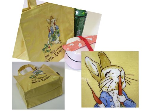 【PETER RABBIT】ピーターラビット・コットンプリントビニールトートバッグ★中★イエロー