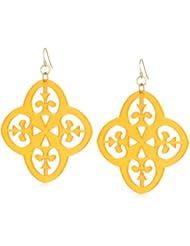 Sandy Hyun "Deco Lucite" Neon Orange Lucite Fleur De Lis Earrings