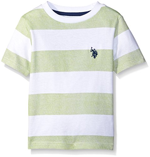 U.S. Polo Assn. Big Boys Birdseye Printed Stripe Crew Neck T-Shirt, Summer Lime, 14/16
