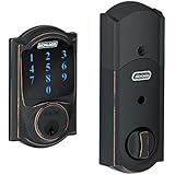 Schlage Connect Camelot Touchscreen Deadbolt w/ Built-In Alarm, Aged Bronze, BE469 CAM 716