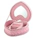 Rosallini Rhinestone Decor Flower Accent Heart Shape Jewelry Gift Box Holder Pink