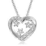 Sterling Silver Diamond Star in Heart Pendant (0.03 cttw, I-J Color, I3 Clarity), 18
