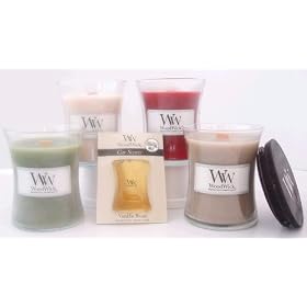 WoodWick Jar Candle Favorites Set of 4 - 10 oz. (Fireside, Cinnamon Chai, Applewood,... by WoodWick Candles
