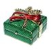 24k Gold-Plated, Pewter Green & Red Enameled "Christmas Gift Box" Keepsake Box