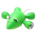 4 Port Green Mouse USB Hub with LED Light for PC Laptop