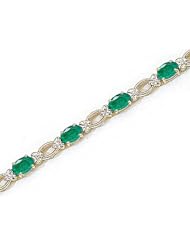 14kt Yellow Gold Oval Emerald and Diamond Bracelet
