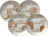 Set of 4 Gold Fruits Plates 50 392 by Boston Warehouse