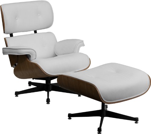 Flash Furniture HERCULES Presideo Series Top Grain White Italian Leather Lounge Chair and Ottoman Set with Metal Base [ZB-PRESIDEO-CH-001-OTT-WHITE-GG]