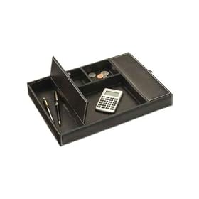 <b>Black Faux Leather Dresser or Desk Valet- 5 Compartments</b>