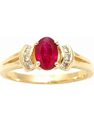 14K Yellow Gold Ruby and Diamond Ring -- LIFETIME WARRANTY