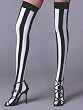 Thigh Hi Stocking Black White Stripe Opaque Hosiery