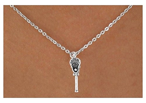 Silver Lacrosse Necklace with Lacrosse Stick Charm in Ball Chain - Exclusive design by Allan Robin
