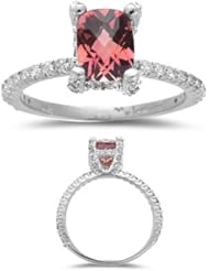 1/2 (0.46-0.55) Cts Diamond & 1.50 Cts Pink Tourmaline Ring in 14K White Gold