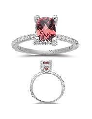 1/2 (0.46-0.55) Cts Diamond & 1.50 Cts Pink Tourmaline Ring in 14K White Gold