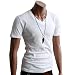 Mens Casual Short Sleeve Single Color V neck T-shirt WHITE S (070D)