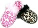 Girls Cheetah Print Fuzzy Slippers House Shoes