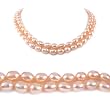 Double Strand 17-18 Inches 7-8mm Pink Oval Shape Freshwater Cultured Pearl Necklace