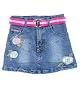 Denim Skirt w/ Floral Glitter Appliques