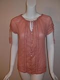 JOIE Lisa Bloom Pink Lace Inset Button Top XS