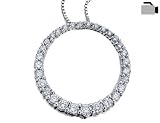 Journey Circle Diamond Pendant 1.0 Carat (ctw) in 14K White Gold with Chain