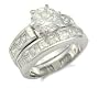 CZ Wedding Rings - Sterling Silver Brilliant Cubic Zirconia Engagement and Wedding Ring Set