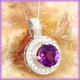 14K 1.10 CT Amethyst & Diamond Button Pendant