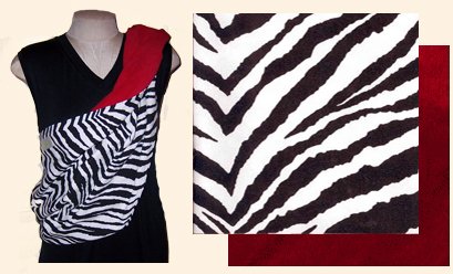 Chic Papoose Pouch Style Baby Sling with Black/White Zebra Print w/Bright Red Reverse REG