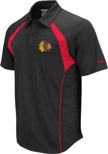 Chicago Blackhawks Reebok Black Trainer Performance Polo Shirt - L