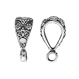 Silver Plated Pewter Ornate Granulated Scroll Slider Bail 17.5mm (1)
