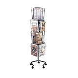 IMAGE OF Safco Wire Rotary Floor Display, Letter Size, 15 Inches Width x 60 Inches Height, Charcoal (4139CH)