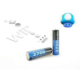 POWER-UP! Intense Rechargeable 2700mAh AA Batteries for Nintendo Wii Wireless Controllers - 4-Pack - Long Lasting - Recharge up to 1000 Times