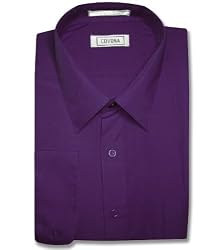 Men's PURPLE INDIGO Color Dress Shirt w/ Convertible Cuffs