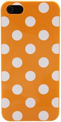 Apple iPhone 5 and 5s Polka Dot Orange and White Thin Flexible Soft Silicone TPU Case Shock Absorb Design Impact Protection Cover Quick Easy Install Snap On and Off for Perfect Fit Slim Lightweight