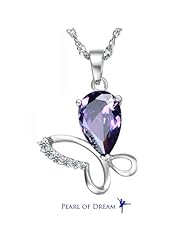 "The Butterfly is a Flying Flower" [Purple] White Gold Plated 925 Sterling Silver Pendant Necklace