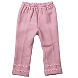 《H28年秋冬物》(日本製) Pample Mousse(パンプルムース) 裏起毛裾花柄レース付き長丈パンツ 90cm/PK NO.DP-63356