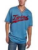 MLB Men's Minnesota Twins 1965 Cooperstown Short Sleeve Synthetic Replica Baseball Jersey (Columbia Blue, Medium)