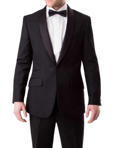 Alexander Dobell Men's Shawl Lapel 1 Button Slim Fit Tuxedo Jacket