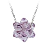 Sterling Silver Purple Genuine Swarovski Elements Ball Pendant w/ Rolo Chain, 18