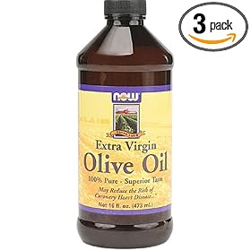 NOW Foods Olive Oil,  Xtra Virgin,  100% Pure,  16 Ounce Bottle (Pack of 3)