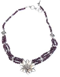 Women Necklaces Pendant Silver Garnet Jewlery 18 inches (gnklc220)