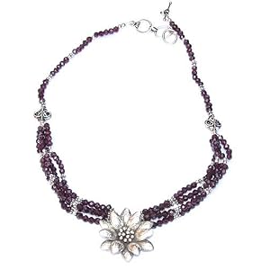 Women Necklaces Pendant Silver Garnet Jewlery 18 inches (gnklc220)