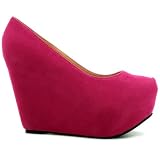 Spy Love Buy Suede Style Wedge Heel Concealed Platform Court Shoes 'Carly'