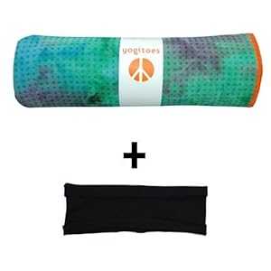 yogitoes® SKIDLESS® Mat Size Towel + black yoga hBand headband Combo by Absolute Yogi