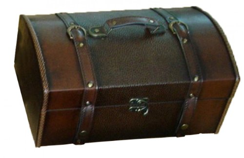 15 Inch Classic Leather Trunk, Designer Treasure Chest