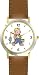 Young Boy Fishing or Fisherman with Fish on Fishing Pole Fishing - WATCHBUDDY® DELUXE TWO-TONE THEME WATCH - Arabic Numbers - Brown Leather Strap-Size-Large ( Men's Size or Jumbo Women's Size )