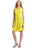 IMAGE OF Calvin Klein Women's Pleated Collar Dress, Citron, 12