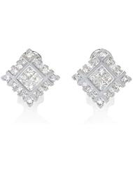 Diamond & 18k White Gold Cluster Earrings